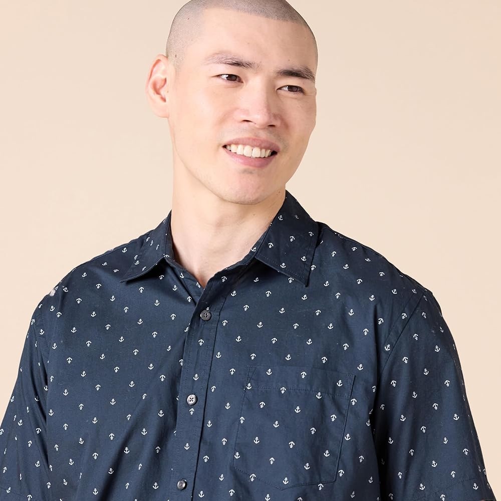 Amazon Essentials Men's Navy Patterned Nautical S… - image 5